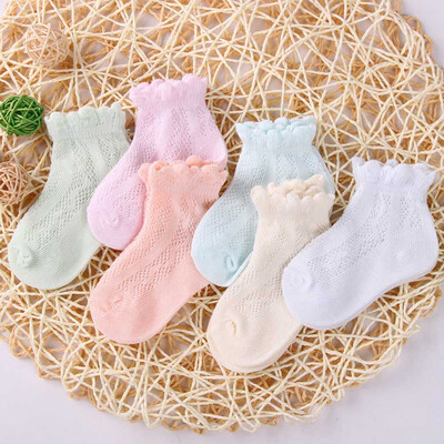 

6 Pairs Newborn Baby Girls Boys Mesh Socks Cotton For 0-12 Months Color Random