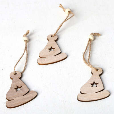 

3Pcs Christmas Hanging Wooden Ornaments Laser Cutting Wood Slice Gift Tag Pendants For Holiday Season Festival Arbol De Navidad