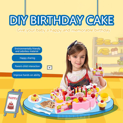 

Gobestart Kids Birthday Cake Toy Set DIY Fruit Cream Cutting Food Toys Pretend Play Gift