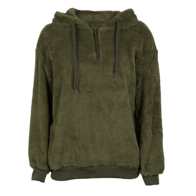 

Casual Solid Color Women Hoodies Hoody Collar Long Sleeve Zipper Sweatshirt Loose Warm Winter Autumn Sweater Loose Tops