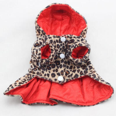 

Pets Dogs Leopard Pattern Tutu Coat Dress Puppy Hoodies Both Sides Wear Dog Clothes NEW