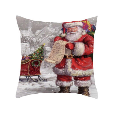 

Christmas Deer Snowman Pattern Cotton Linen Throw Pillow Case Cover Home Decorative Home Room Pillowcase