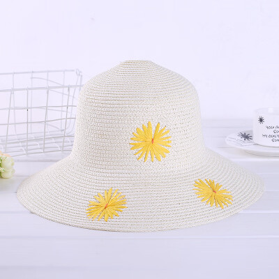 

Springsummer new sun flower straw hat sun-drenched vacation beach hat straw shade sun-proof fisherman hat wholesale