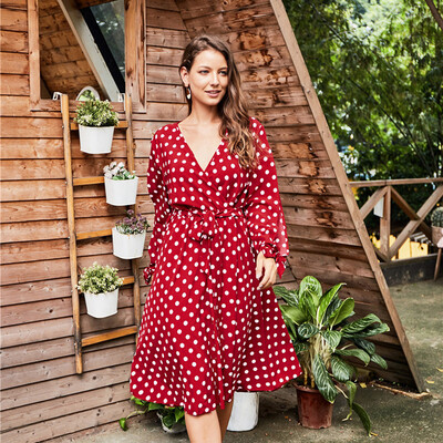 

Tailored Women Polka Dot V Neck Mini Dress Ladies Autumn Beach Holiday Skater Sundress