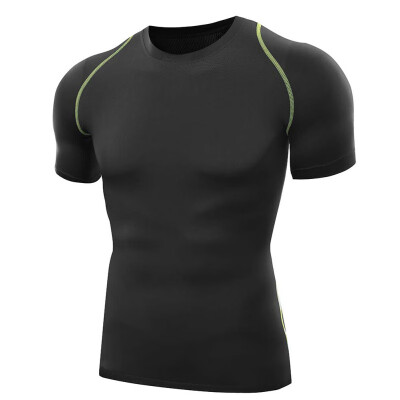 

2016 Men T Shirts Tops Fitness Tights Fitness Base Layer Tops Short Sleeve O-Neck Compression T Shirts -XXL