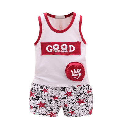 

Summer Baby Kids Boys Girls Casual Clothing Sets Cotton Cartoon Sleeveless Tops Tee Shorts Pants Beach Style