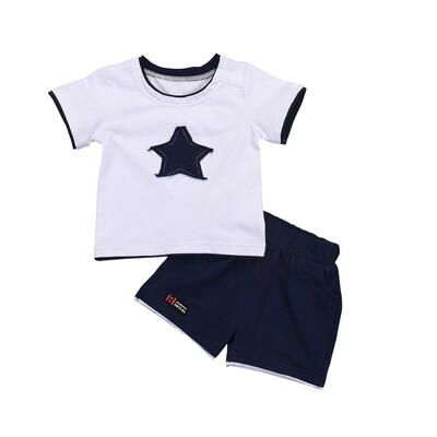 

WEIXINBUY Boys Clothing Set Summer New Fashion 100 Cotton With Five-star Print for Infant Clothes 2pcs Set