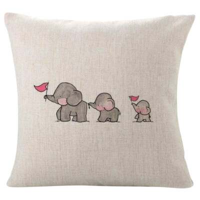 

〖Follure〗Three Baby Elephants Home Decor Cushion Cover Cute Animal Pillow Covers