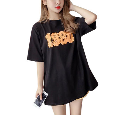 

Women Summer Loose Simple Number Letter Print Round Neck Short-sleeved Tops Solid Color Shorts Two-Piece set women New