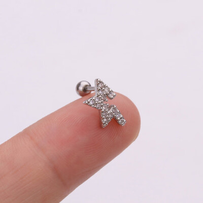 

1Pc Cz Cartilage Stud Moon Star Heart Cross Flower Crown Helix Piercing Tragus Stud Conch Earring