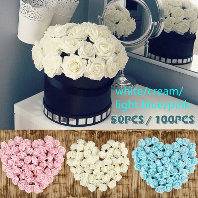 

50100pcs Artificial Rose Flowers Synthetic Silk Polyester Rose Flower Head Handmade DIY Wedding Home Decoration Festive