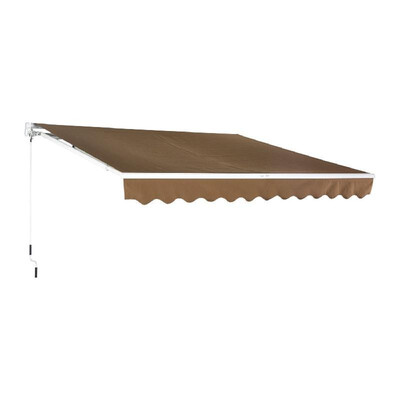 

10 X 8 Manual Retractable Sun Shade Patio Awning - Coffee Brown