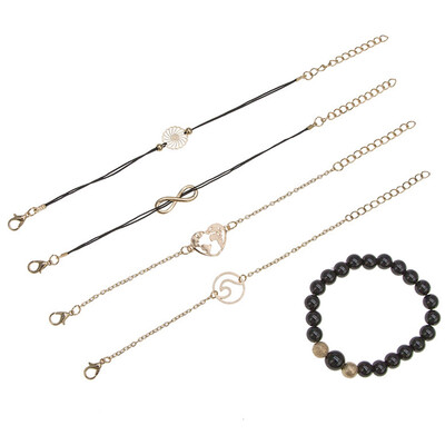 

Bohemia Multilayer Woven Bracelet Set Charm Women Fashion Natural Stone Turquoise Heart Unicorn Wave Bracelet