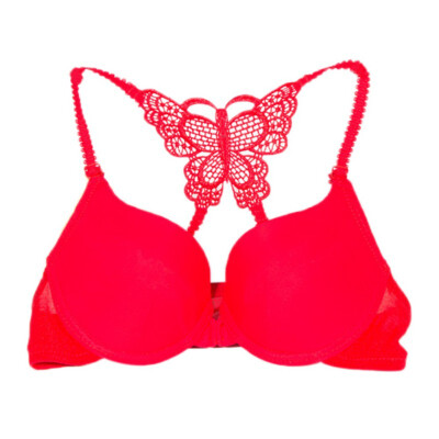 

One Piece Seamless Push Up Front Closure Bras Top Women Beautiful Back Bow Embroidery Adjusted Straps Smooth Wire free Bra