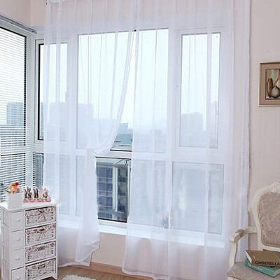 

Toponeto 1 PCS Pure Color Tulle Door Window Curtain Drape Panel Sheer Scarf Valances