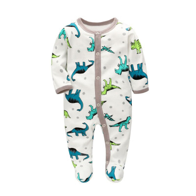 

Summer Baby Boy Girl Romper Newborn Cartoon Printed Jumpsuit Long Sleeve Cotton Pajamas Footies Rompers Baby Clothes