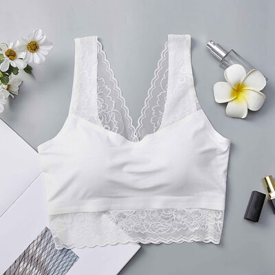 

Fashion Trend Seamless Lace Beauty Back Ice Silk Cool Bra Breathable One-piece Wrapped Chest For Women Ladies