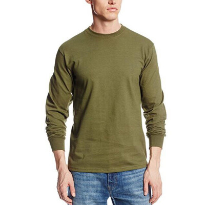 

Men Solid Slim Fit Tops Plus Size Long Sleeve Round Neck Casual Basic Tee Shirts