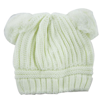 

Toddler Children Caps Baby Caps Boys Girls Dual Ball Knitted Crochet Beanie Hairball Ear Baby Hats S08