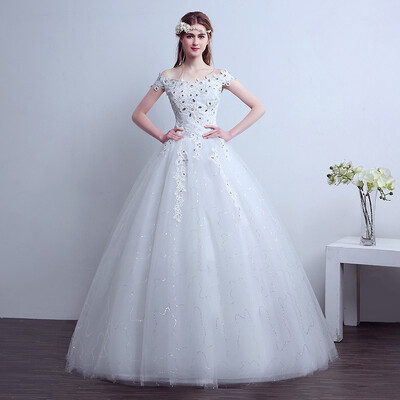 

Elegant Wedding Dress Strapless Ball Gown Luxury Lace Embroidery Diamond Wedding Dresses Plus Size Bridal Gowns