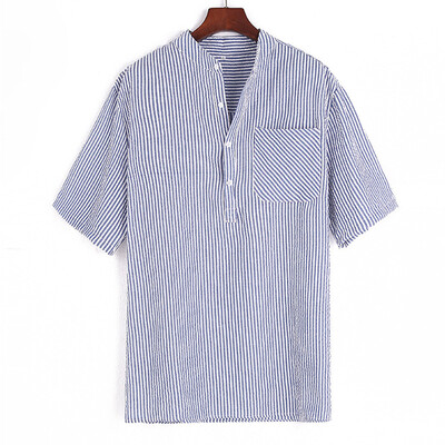

Toponeto Fashion Mens Stripe Buttons Pocket Casual Short Sleeve Shirt Top Blouse