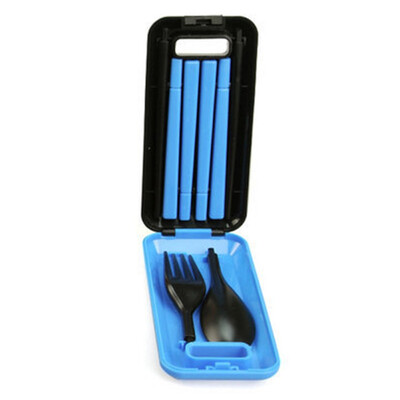 

3 in 1 ABS Folding Dinnerware Cutlery Fork Chopsticks Set with Storage Box Outdoor kamp Camping Hiking Traveling Tableware Set