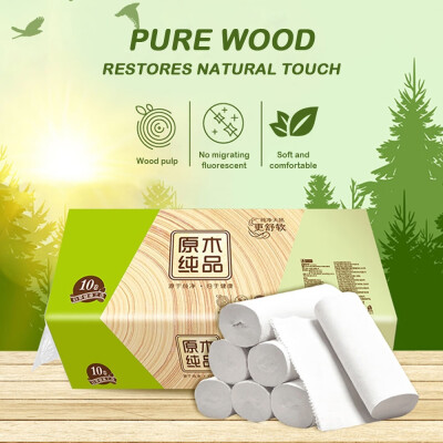 

10 Rolls of Toilet Paper 3-Layer Bamboo Pulp Color Roll Paper Household Affordable Toilet Paper Hand Paper Coreless Roll Paper