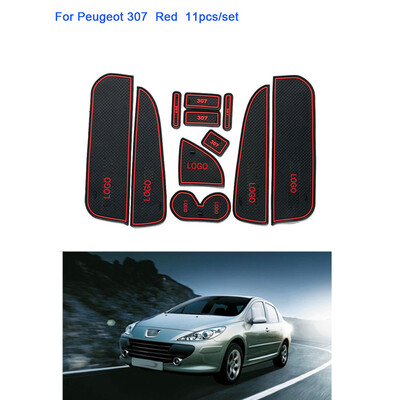 

11pcsset Door Slots Cup Holder Storage Box Non-slip Groove Mat Replacement For Peugeot 307 2004-2015