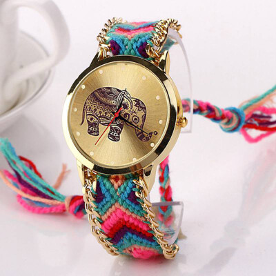 

Automatic Mechanical Ethnic-style Man Woman Quartz Knit Elephant Watch Plush Band