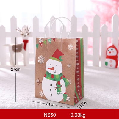 

Portable Christmas Gift Holders Tote Bags Kraft Paper Gift Wrapping Bags Containers For Festive Party Supplies