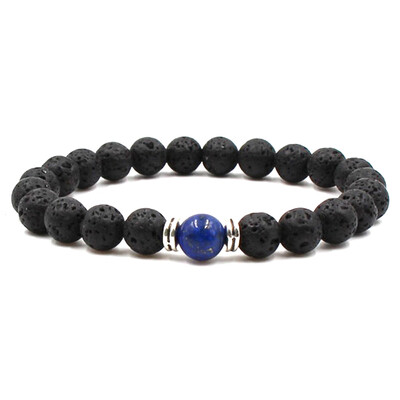 

8 mm Natural Stone Energy Volcanic Stone Chakra Yoga Manual Flanging Bracelet Unisex Pair Bracelet Jewellery Hot Gift