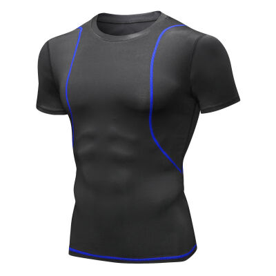 

Mens T-shirt running training stretch tight breathable&quick-drying clothes short-sleeved shirt tops