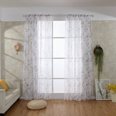 

Toponeto Leaves Sheer Curtain Tulle Window Treatment Voile Drape Valance 1 Panel Fabric