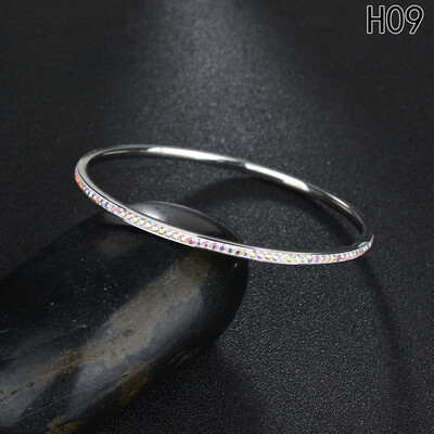 

Full Rhinestone Crystal Stainless Steel Bangle Bracelet Women Fashion Jewelry