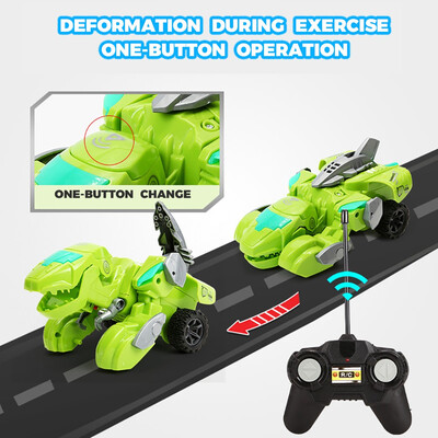 

YIWULARemote Control Deformation Dinosaur LED Car Childrens Toys Christmas Gift New