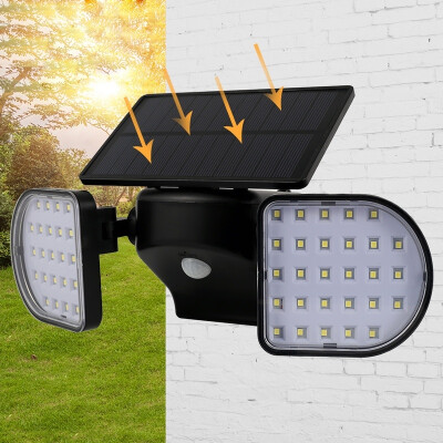 

56 LED Solar Lights Motion Sensor Double Heads Security Light Adjustable Waterproof Spotlight for Outdoor Garage Garden Driveway