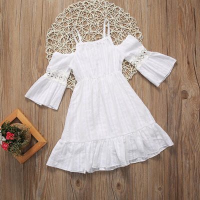

US Seller Baby Kids Girl White Princess Lace Party Evening Tutu Wedding Dresses