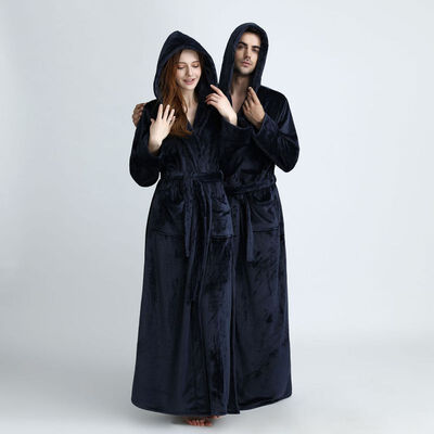 

Lovers Thermal Hooded Extra Long Flannel Bathrobe Women Men Thick Warm Winter Kimono Bath Robe Bridesmaid Robes Dressing Gown
