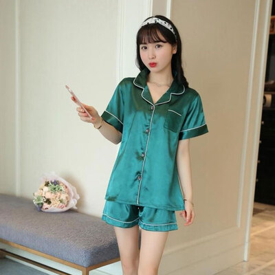 

Pajamas For Women Ice Silk Home Clothes Sexy sleepwear Summer Pajama Short Sleeve Sleepwear Homewear Night Wear Set