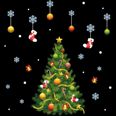 

Christmas Tree Design Window Stickers Holiday Decorative Wall Sticker Decals For Home Office Store Hotel H