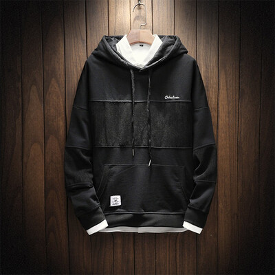 

Toponeto Mens Casual Fashion Patchwork Pullover Hoodie Loose Outwear Tops Blouse
