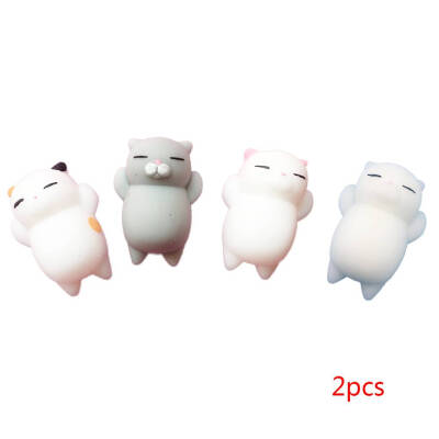 

2 Bag Mini Mochi Squishy Cat Squeeze Toy Animal Stress Reliever Toys Slow Rising Healing Toy