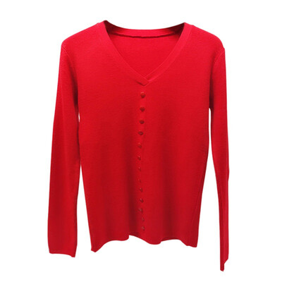 

Women Sweaters Spring Autumn Fashion Solid Color Button Loose Knitted Sweater Female Sweet V-neck Bottoming Sweater Tops