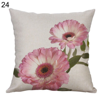 

Linen Rose Peony Tulip Flower Pillow Case Cushion Cover Sofa Bed Car Cafe Decor