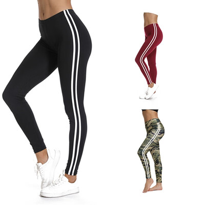 

FITTOO Women Camo Legging Side Stripes Skinny Leggings Mid Waist Women Stretchy Workout Leggings Casual Leggings Fitness trousers