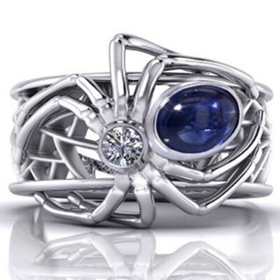 

Chic Ring 925 Silver 168Ct Blue Sapphire Jewelry Women Spider Halloween Party Ring Sz6-10