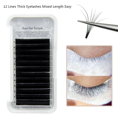 

12 Lines Beauty Soft Hair Natural Thick Eyelashes Mixed Length Easy Rapid Fan Blossom Volume Russian