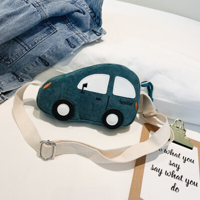 

New Cute Car Pattern Messenger Bag For children Cotton And Linen Fabric Zipper Kids Purse Small Pack For Boy Girls