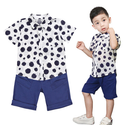 

Fashion Summer Kids Boys Short Sleeve Dot Tops BlouseShorts 2pcs Set Children Casual Outfits Sets 2019 New Baby Boys Clothes