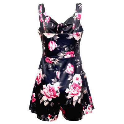 

Women Beach Rompers Female 2019 Summer Lace Up Print Floral Casual Short Jumpsuit Sleeveless Bodycon Sexy Party Playsuit